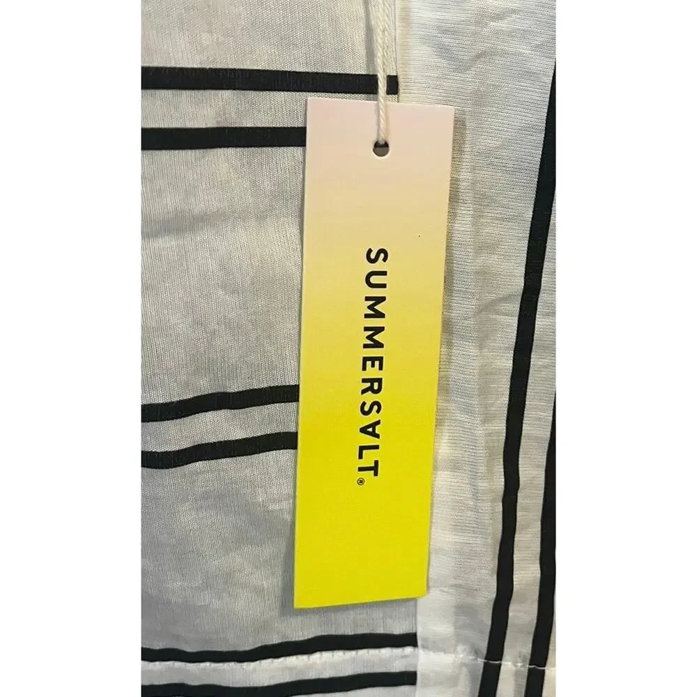 Summersalt Womens XL 1X 2X Easy Breezy Voile Sarong Cover White w/Black Stripes
